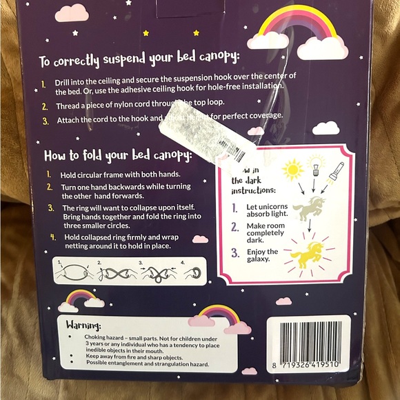 Canopy for Girls👧🏻Bed🛏️with Pre-Glued Glow in The Dark Unicorns🦄 - Picture 8 of 9
